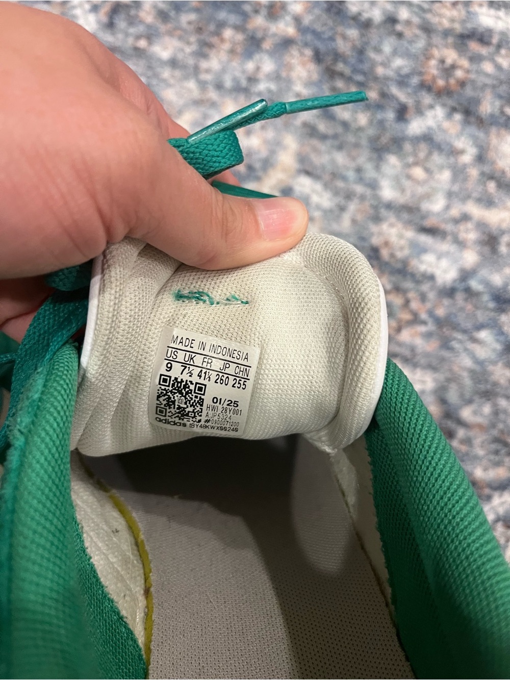 Adidas Green Suede Sneakers with White Stripes - Picture 4 of 4